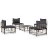 vidaXL Set Divani da Giardino 5 pz con Cuscini Antracite in Polyrattan