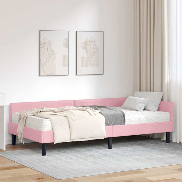 vidaXL Struttura Letto Angolare con Materasso 2 pcs Grigio Velluto