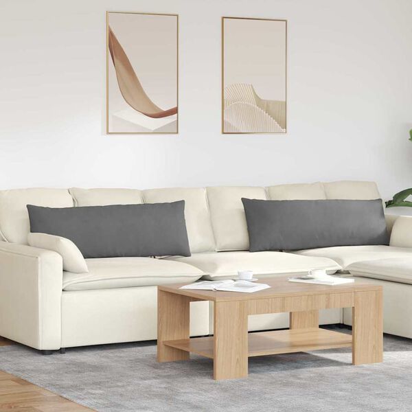 vidaXL Cuscini da Divano 2 pcs Grigio scuro 120 x 40 cm Tessuto