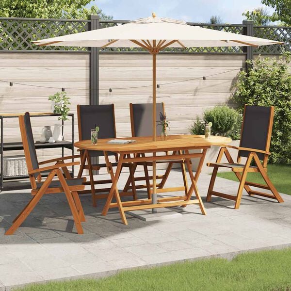 vidaXL Sedie Giardino Pieghevoli 4pz Legno Massello Acacia e Textilene