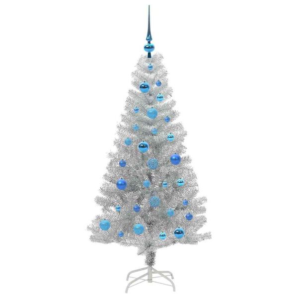 vidaXL Albero di Natale con 150 LED con supporto Argento 150 cm PET