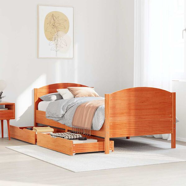 vidaXL Letto senza Materasso Marrone Cera 100x200 cm in Legno di Pino