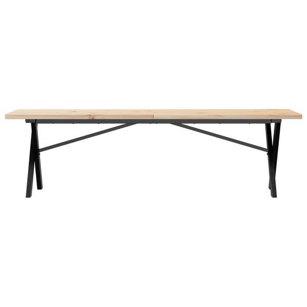vidaXL Tavolino Salotto Telaio a X 160x40x45,5 cm Legno Pino e Acciaio
