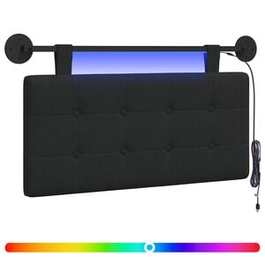 vidaXL Testiera sospesa Con luce LED Nero Tessuto
