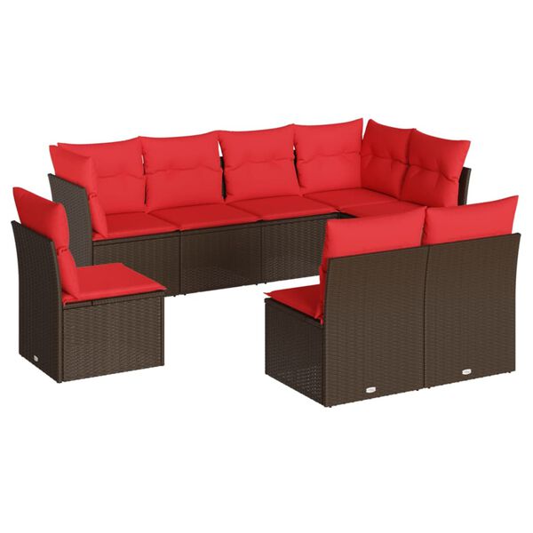 vidaXL Set Divani da Giardino 8 pz con Cuscini Marrone in Polyrattan