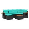 vidaXL Set Divani da Giardino 7 pz con Cuscini Nero in Polyrattan