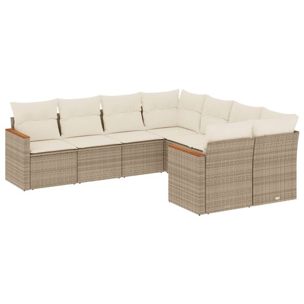 vidaXL Set Divano da Giardino 8 pz con Cuscini Beige in Polyrattan