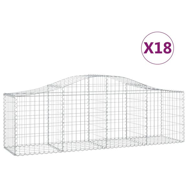 vidaXL Cesti Gabbioni ad Arco 18 pz 200x50x60/80 cm Ferro Zincato