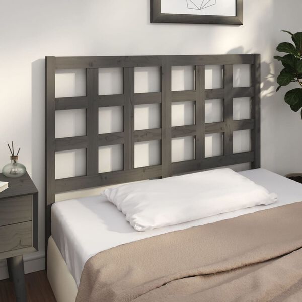 vidaXL Testiera per Letto Grigia 125,5x4x100 cm Legno Massello di Pino
