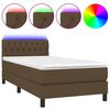 vidaXL Letto a Molle Materasso e LED Marrone Scuro 90x200cm in Tessuto