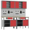 vidaXL Set banco da lavoro 8 pz Rosso e Grigio