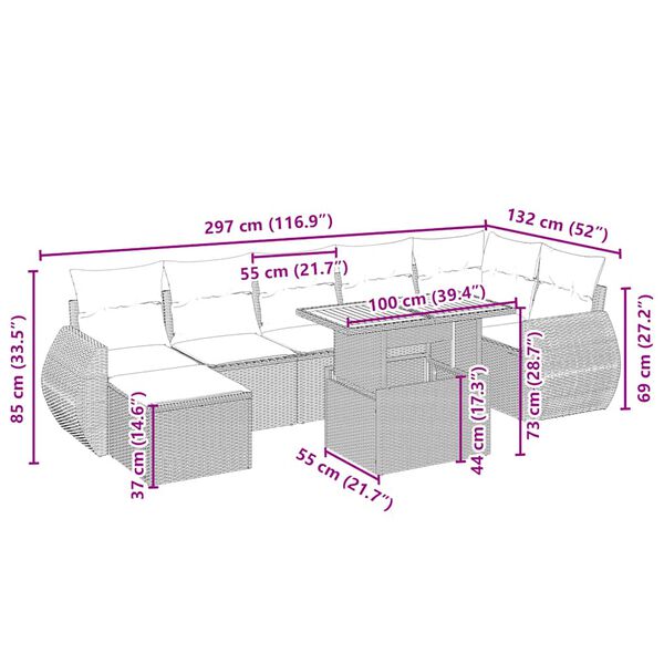 vidaXL Set Divano da Giardino 8 pz con Cuscini Beige in Polyrattan