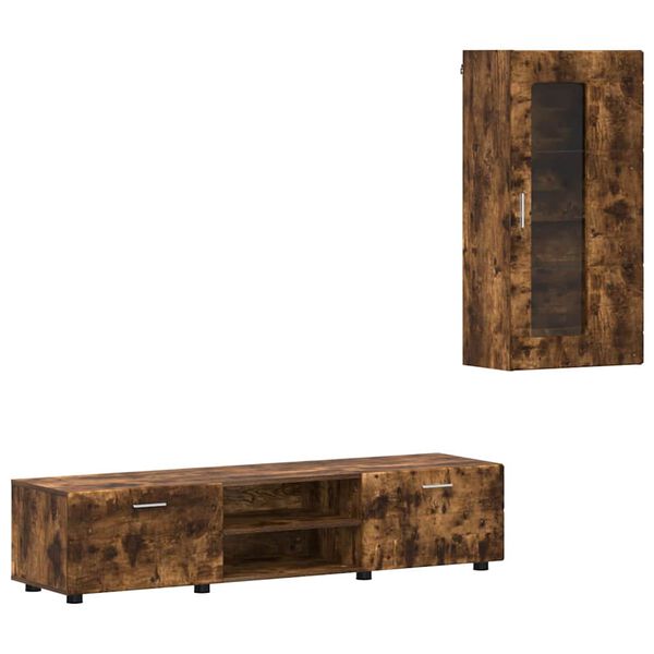 vidaXL Set mobile TV con cassetto FLORIN Rovere fum&eacute; Legno multistrato