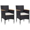 vidaXL Sedie da Pranzo per Giardino 2 pz in Polyrattan Nero