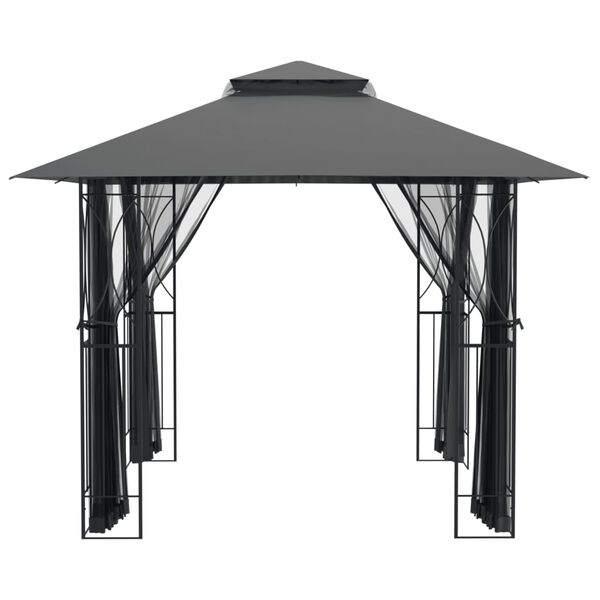 vidaXL Gazebo con Pareti Laterali Antracite 300x300x270 cm Acciaio