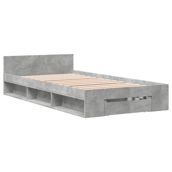 vidaXL Giroletto Cassetto Grigio Cemento 90x200 cm Legno Multistrato