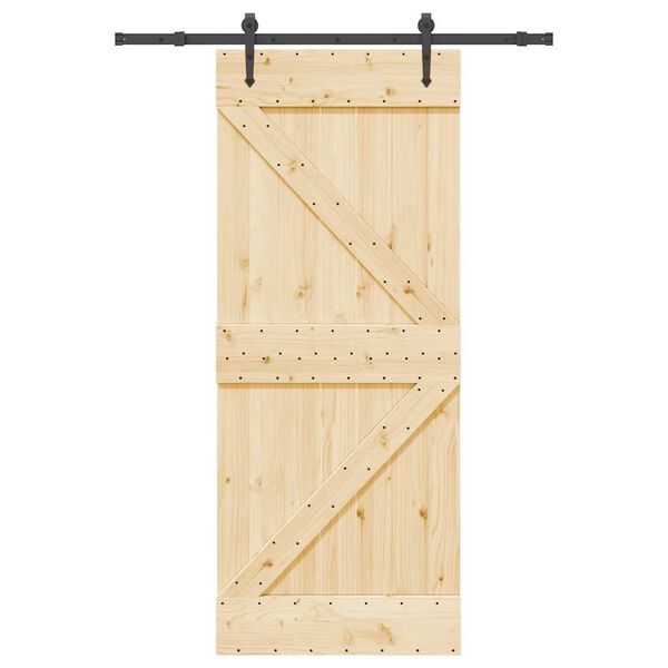 vidaXL Porta Scorrevole con Set Hardware 85x210 cm Legno Massello Pino