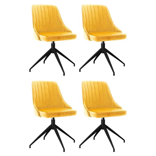 vidaXL Sedie da Pranzo 4 pz Gialle in Velluto