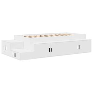 vidaXL Struttura letto con contenitore Bianco 80 cm Legno multistrato