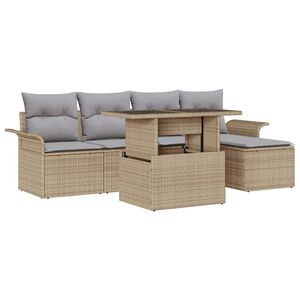 vidaXL Set Divano da Giardino con cuscino 6 pcs Beige Poly Rattan