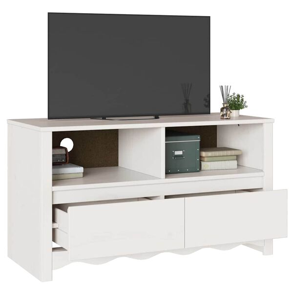 vidaXL Mobile TV Drammen Bianco 99 x 43 x 55 cm Legno massello di pino