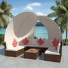 vidaXL Set Divani da Giardino 9 pz con Tettuccio in Polyrattan Marrone