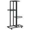vidaXL Fioriera a 4 Piani con Ruote 44x23x80 cm Ferro Nero