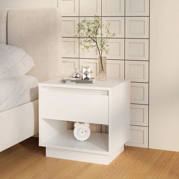 vidaXL Comodino Bianco Lucido 45x34x44 cm in Truciolato