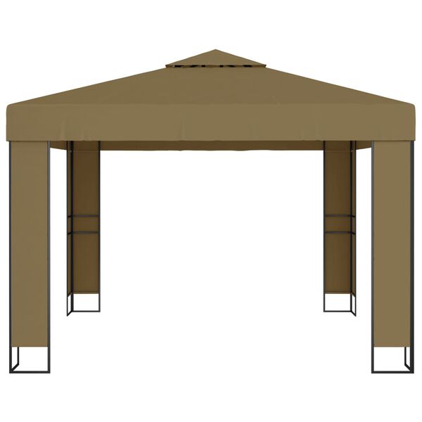 vidaXL Gazebo con Tetto Doppio 3x3x2,7 m Grigio Talpa 180 g/m²