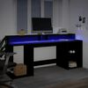 vidaXL Scrivania con Luci LED Nera 200x55x91 cm in Truciolato