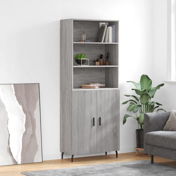 vidaXL Credenza Grigio Sonoma 69,5x34x180 cm in Legno Multistrato