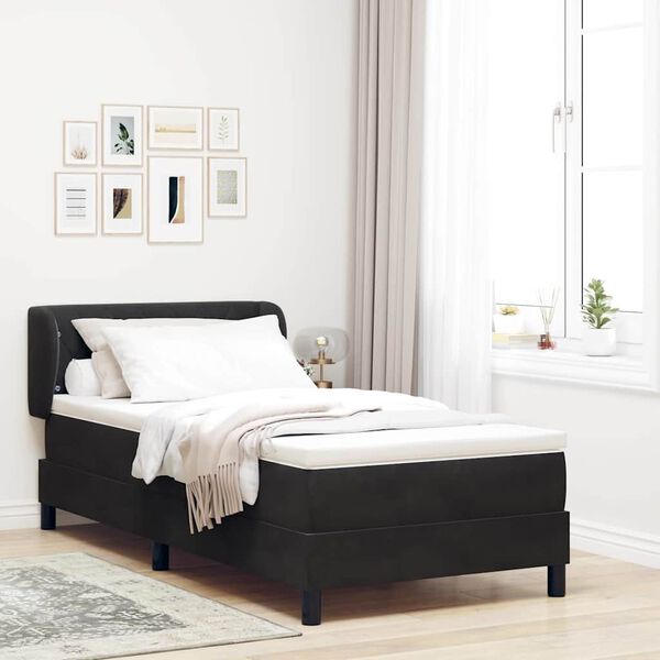 vidaXL Letto a molle con materasso Nero 90 x 200 cm Velluto