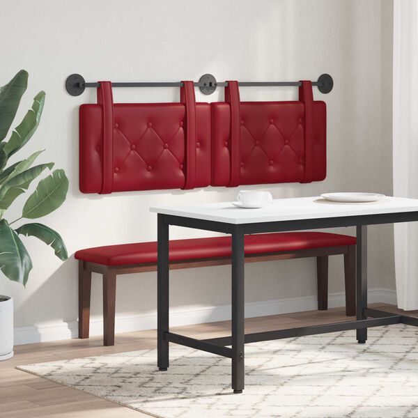 vidaXL Testata appesa Rosso Vino 130 x 55 x 5 cm Pelle Sintetica