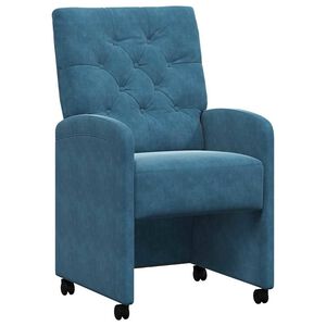 vidaXL Sedie da Pranzo con Ruote 2 pz Velluto Blu 58 x 67 x 97 cm