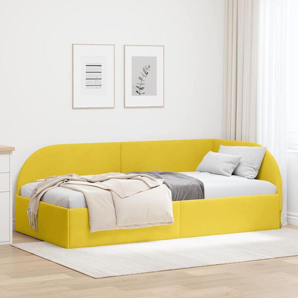 vidaXL Cornice del letto ad angolo Giallo 100 cm x 200 cm Velluto