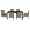 vidaXL Set da Pranzo per Giardino con cuscino 7 pcs Grigio polyrattan