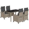 vidaXL Set da Pranzo da Giardino 5 pz con Cuscini in Polyrattan Grigio