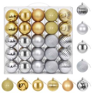 vidaXL Set di Palline di Natale 50 pz Argento e oro 8 cm Polistirolo