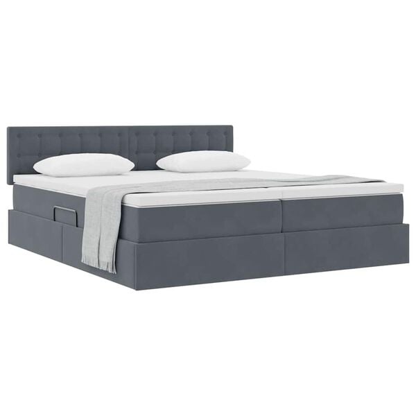 vidaXL Letto con Contenitore con materasso Grigio scuro 100 x 200 cm