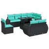 vidaXL Set Divani da Giardino 9 pz con Cuscini Nero Polyrattan Acacia