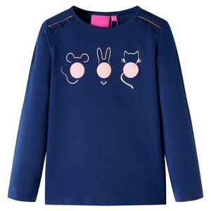 vidaXL Maglietta da Bambino a Maniche Lunghe Blu Marino 116