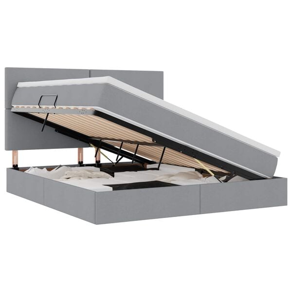 vidaXL Letto con contenitore e materasso Grigio chiaro 160 x 200 cm