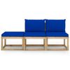 vidaXL Set Divani da Giardino 3 pz con Cuscini Blu