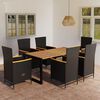 vidaXL Set Mobili da Pranzo per Giardino 7 pz Nero