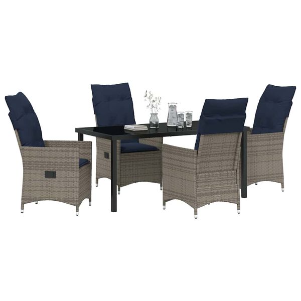 vidaXL Set da Pranzo per Giardino 5 pcs Grigio polyrattan
