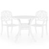 vidaXL Set da Bistrot 3 pz in Alluminio Pressofuso Bianco