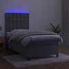 vidaXL Letto a Molle Materasso e LED Grigio Chiaro 90x190 cm Velluto