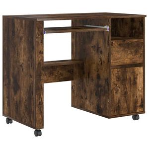 vidaXL Scrivania con Ruote Rovere fum&eacute; Legno ingegnerizzato