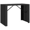 vidaXL Tavolo Bar con Piano in Vetro Nero 145x80x110 cm Polyrattan