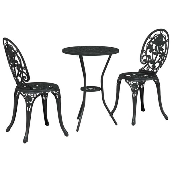 vidaXL Set Bistro da Giardino 3 pcs Nero Alluminio